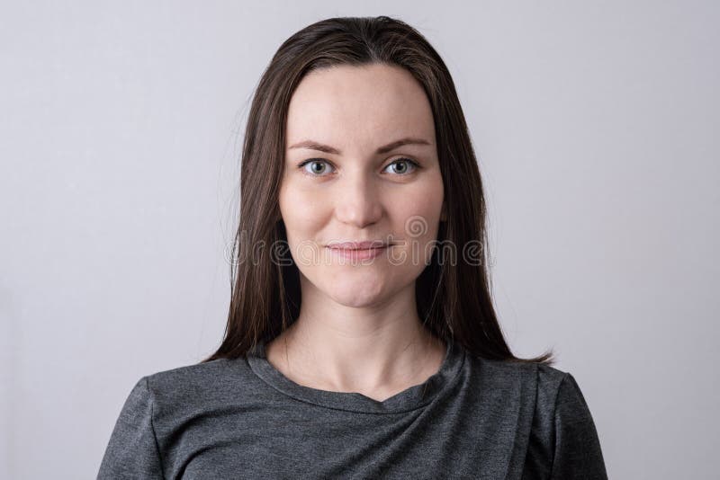 Authentic Portrait of a Young European Woman , Frontally in Front of ...