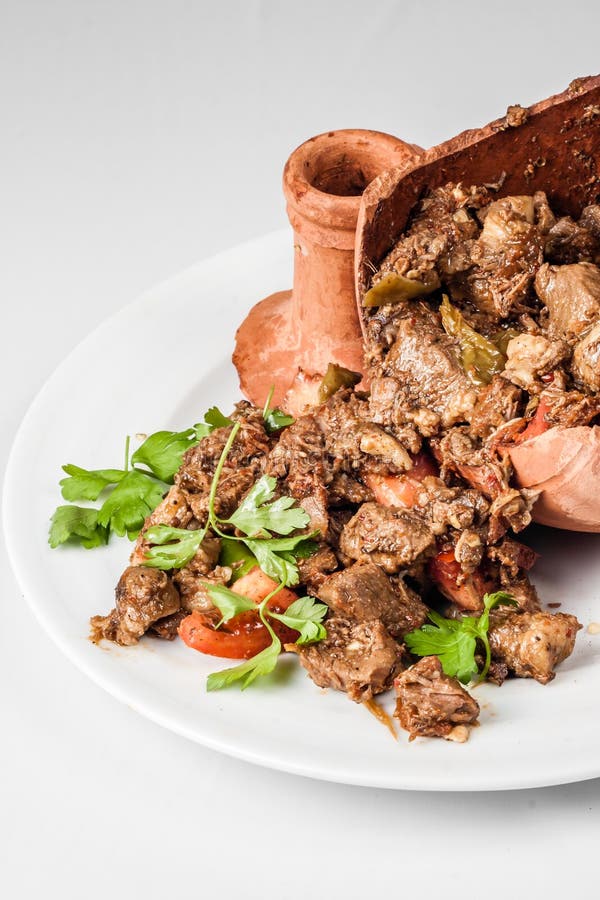 Authentic Turkish Testi Kebab Cooked in Earthenware Jug Stock Photo ...