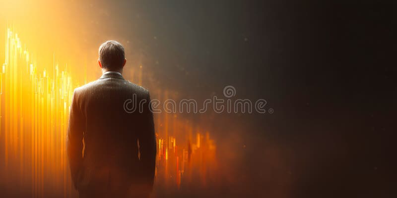 An authoritative economic analyst delivering a detailed recession forecast presentation using professional charts and data visuals vector illustration