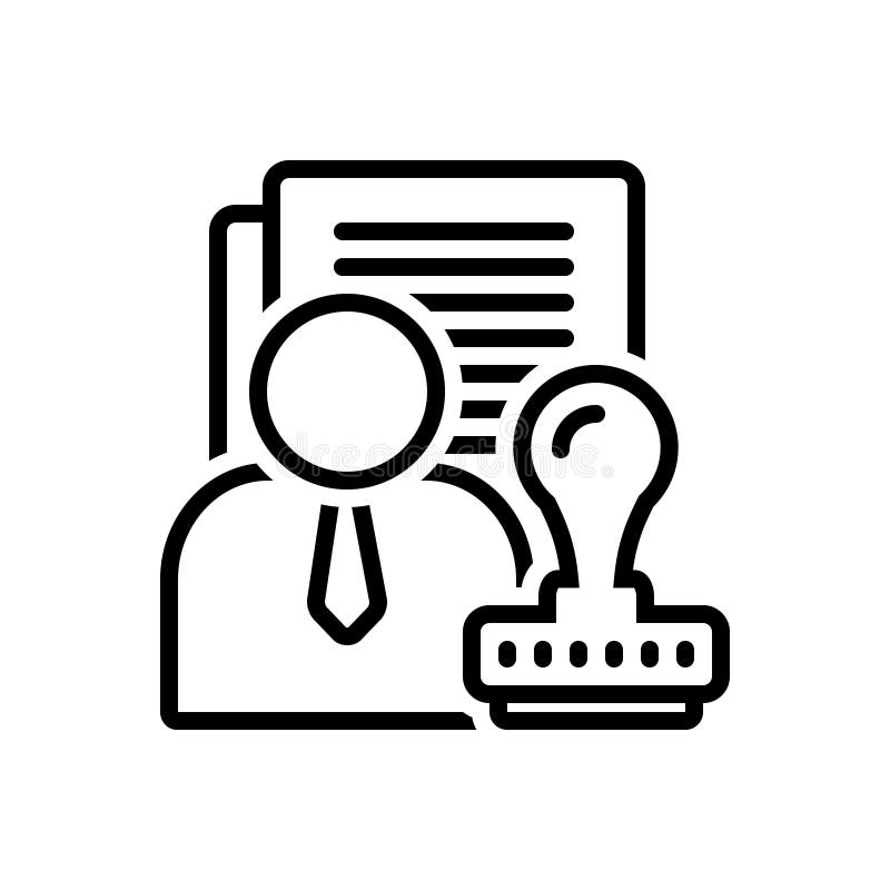 Black line icon for Authorities, approved and agreement stock illustration