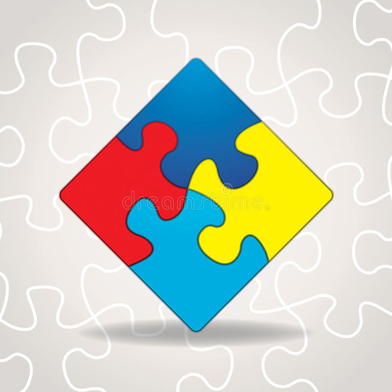 An illustration of puzzle pieces with symbolic autism awareness colors and shapes. Vector EPS 10 available. Gradient mesh in dropshadow. An illustration of puzzle pieces with symbolic autism awareness colors and shapes. Vector EPS 10 available. Gradient mesh in dropshadow.