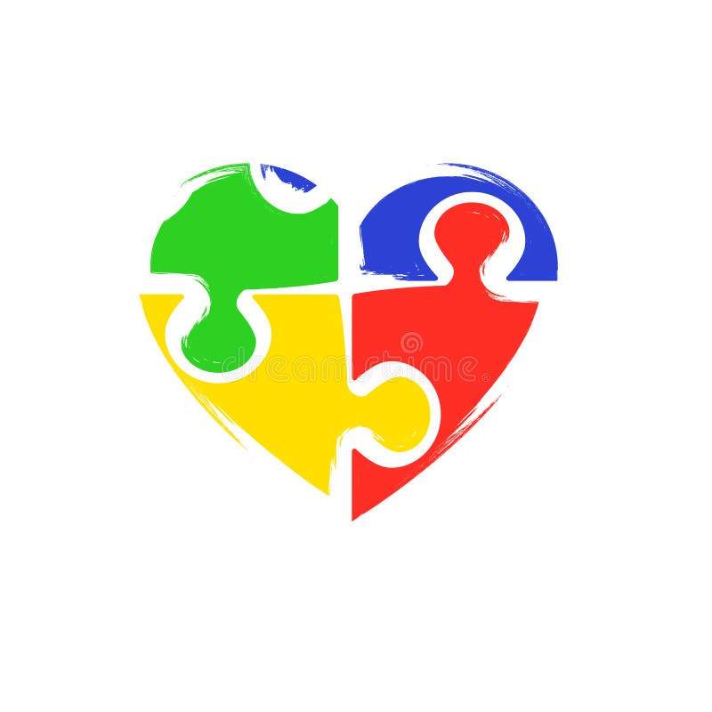 AUTISM awareness heart icon. Clipart image isolated on white background. AUTISM awareness heart icon. Clipart image isolated on white background.