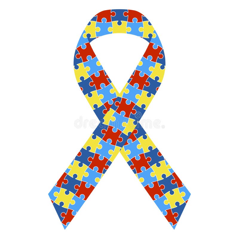 Colorful autism awareness ribbon isolated on white background. Colorful autism awareness ribbon isolated on white background