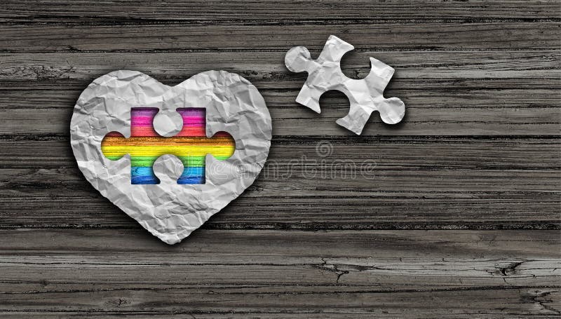 Autism awareness day and asperger syndrome disorder health symbol as a psychology and mental health symbol in a 3D illustration style. Autism awareness day and asperger syndrome disorder health symbol as a psychology and mental health symbol in a 3D illustration style