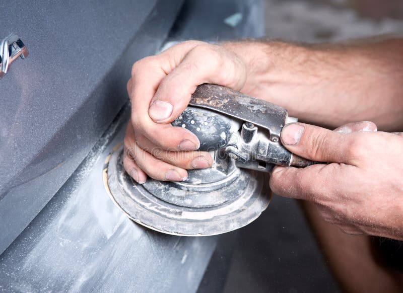 Auto body work stock image. Image of repairman, door 77374993