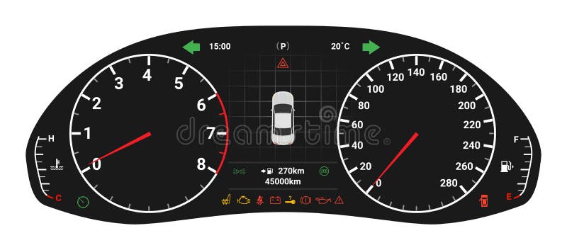 Auto-Digital-Armaturenbrett-Tachometer-Kraftstoffanzeige.  Vektordesign-Vorlage Für Den Car-Cluster Vektor Abbildung - Illustration  von ikone, bildschirmanzeige: 256856925