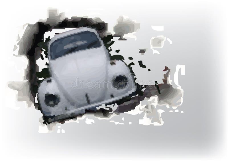 Auto durch die Wand stock abbildung. Illustration von luxus - 6849926