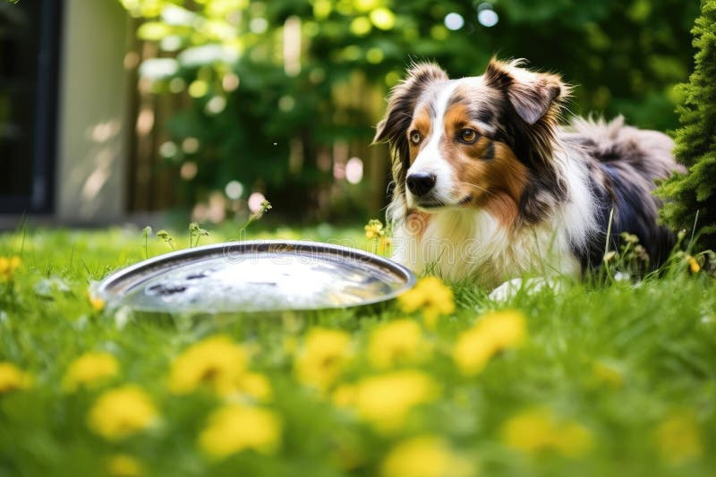 An Auto Fill Pet Water Bowl in a Garden Stock Illustration - Illustration  of hydration, care: 297136503