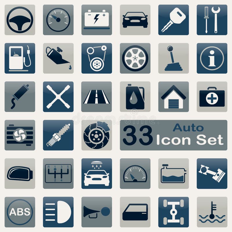 Auto icon set for app and web design