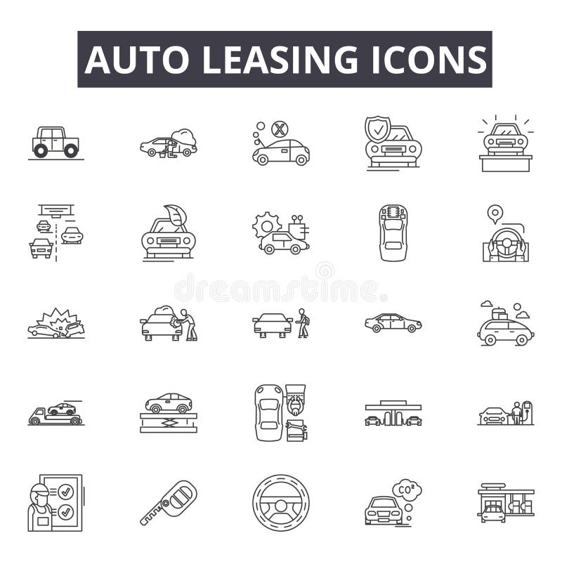 Auto leasing line icons, signs, vector set, outline concept illustration. Auto leasing line icons, signs, vector set, outline concept illustration