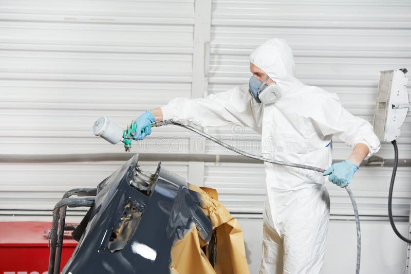 Auto Mechanic Painting Car Bumper Stock Image Image of coloring