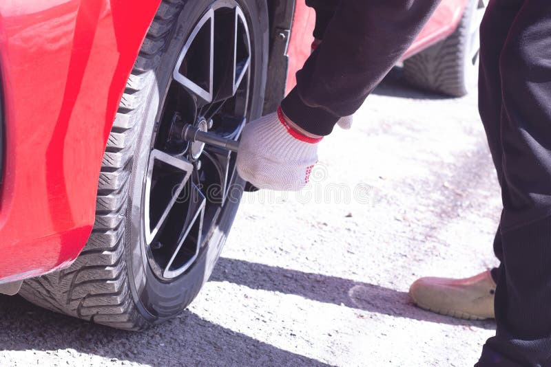 Tire Installation stock image. Image of traction, company 725747