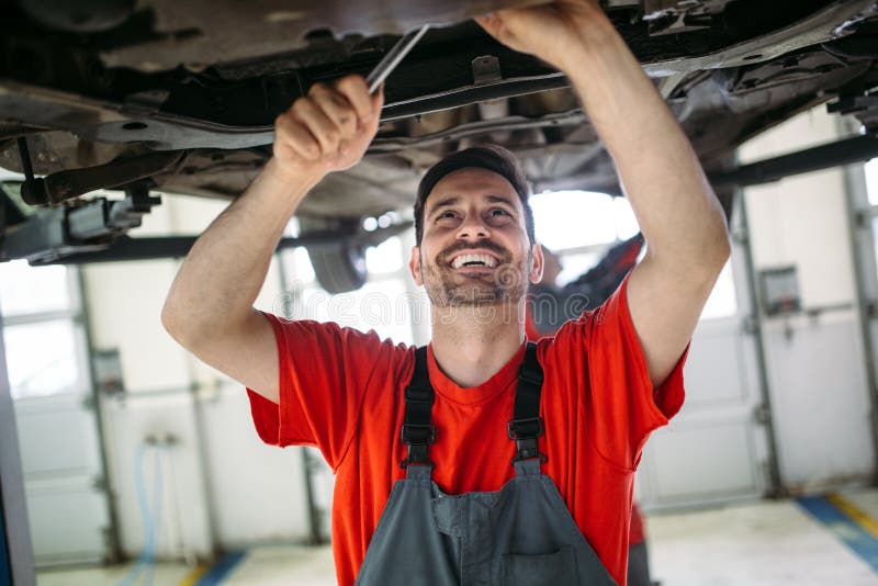 Auto Mechanic Working in Garage. Repair Service Stock Image Image of
