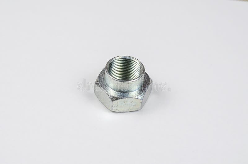 Auto Parts. Hub Nut on White Background. New Silver Front Car Hub Nut Stock Image Image of