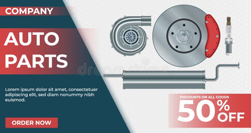 Auto Parts Realistic Banner Stock Illustration - Illustration of