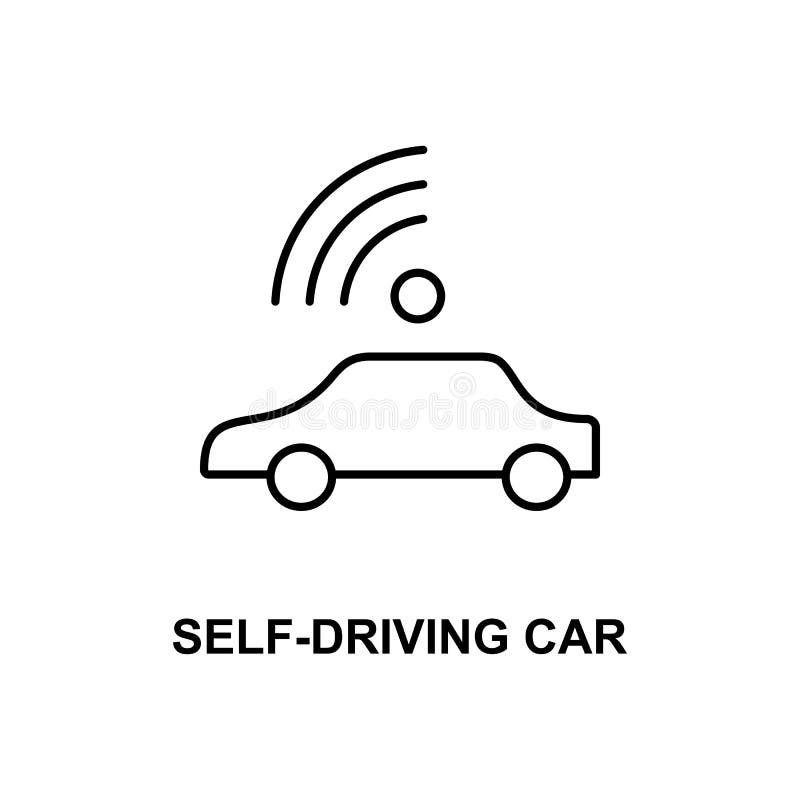 Auto que conduz o ícone do carro Elemento do ícone das tecnologias com nome para apps móveis do conceito e da Web A linha fina au ilustração stock Auto que conduz o ícone do carro Elemento do ícone das tecnologias com nome para apps móveis do conceito e da Web A linha fina au ilustração stock