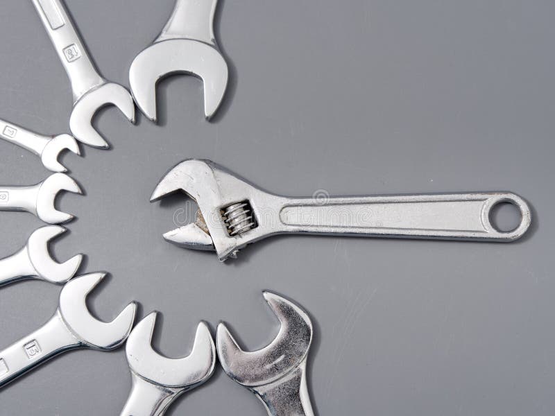 Auto Repair Wrenches On A Gray Background Stock Photo Image of