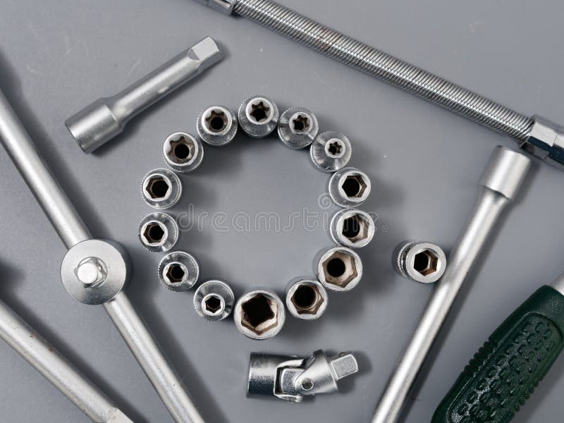 Auto Repair Wrenches on a Gray Background Stock Photo Image of