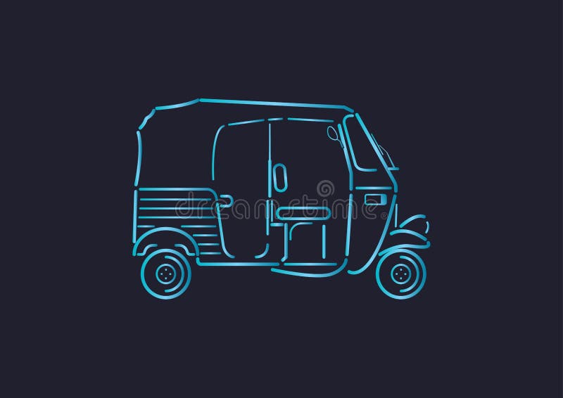 Auto rickshaw gradient line illustration stock illustration Auto rickshaw gradient line illustration stock illustration