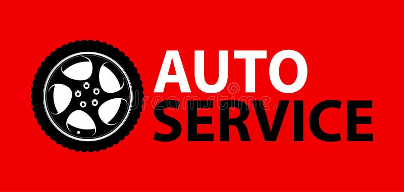 Auto Service Logo emblem on colorful red color. Vector illustration for Repair mechanic station in EPS10