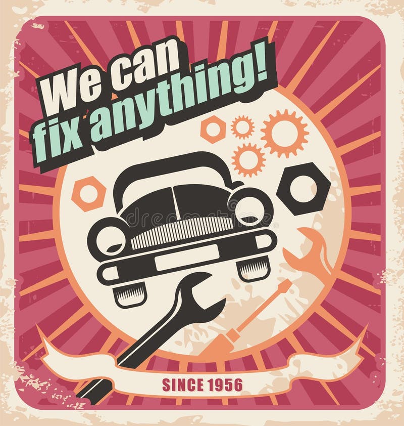 Auto service retro poster royalty free illustration Auto service retro poster royalty free illustration