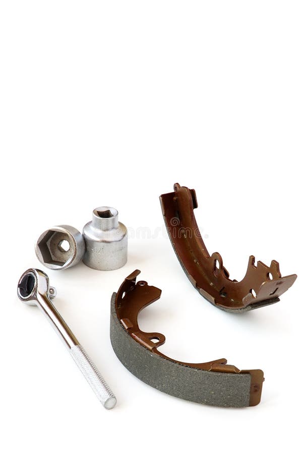 Auto spare parts - drum brake shoe. Metal steel drum stock images, royalty-free photos and pictures