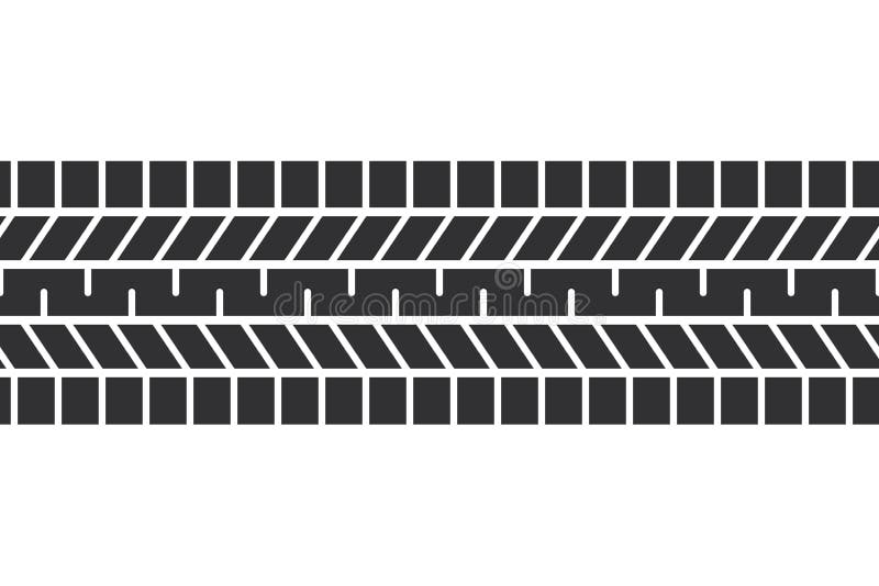 Auto Tire Tread Seamless Elements. Car Tire Patterns, Wheel Tyre Tread Track. Tyre Print. Set of