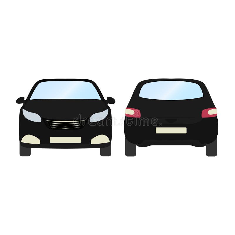 Auto vectormalplaatje op witte achtergrond Bedrijfs geïsoleerde vijfdeursauto zwarte vijfdeursauto vlakke stijl Voor en achtermen stock illustratie Auto vectormalplaatje op witte achtergrond Bedrijfs geïsoleerde vijfdeursauto zwarte vijfdeursauto vlakke stijl Voor en achtermen stock illustratie