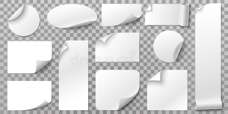 Autoadesivi del Libro Bianco Autoadesivo dell'etichetta con gli angoli arricciati, il bordo di carte della curva e l'insieme in b