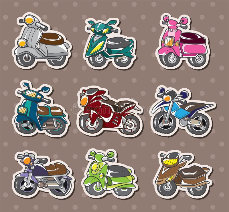 Autoadesivi del motociclo del fumetto royalty illustrazione gratis Autoadesivi del motociclo del fumetto royalty illustrazione gratis