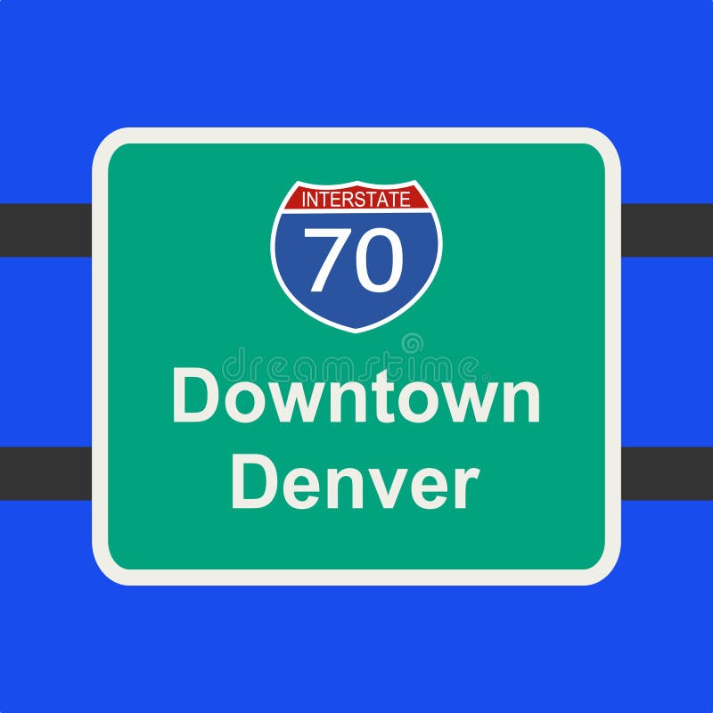 Freeway to downtown Denver sign illustration. Freeway to downtown Denver sign illustration