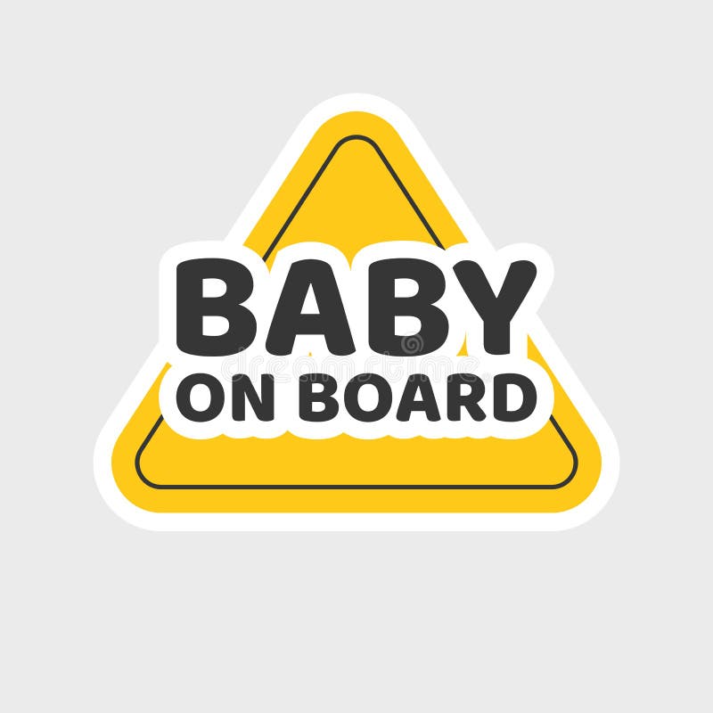 Autocolant pentru copii la bord cu precauție sau autocolant pentru copii în textul de siguranță al vehiculului, desen cu model gra stock illustration
