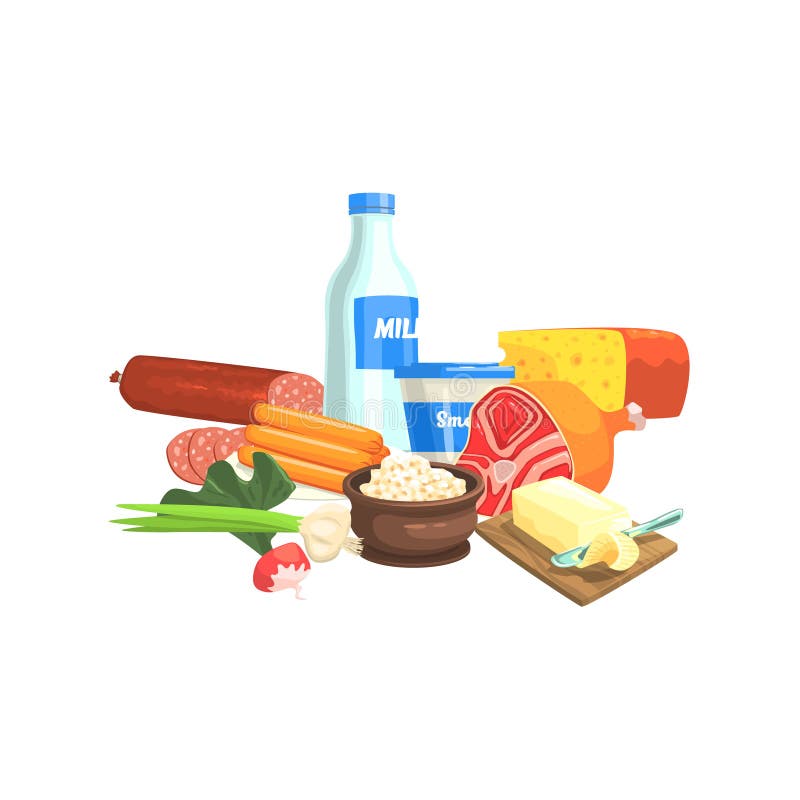 Autocollant coloré d'ensemble de produits de la ferme illustration de vecteur Autocollant coloré d'ensemble de produits de la ferme illustration de vecteur