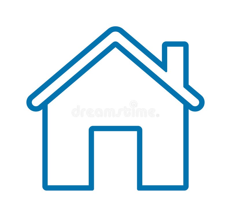 Simple vector filled flat home or house thin line icon solid blue isolated on white background. Simple vector filled flat home or house thin line icon solid blue isolated on white background