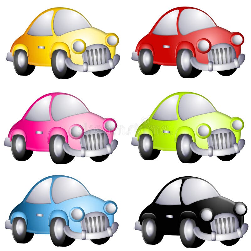 Jogo de futebol com os quatro carros coloridos. Desenho animado