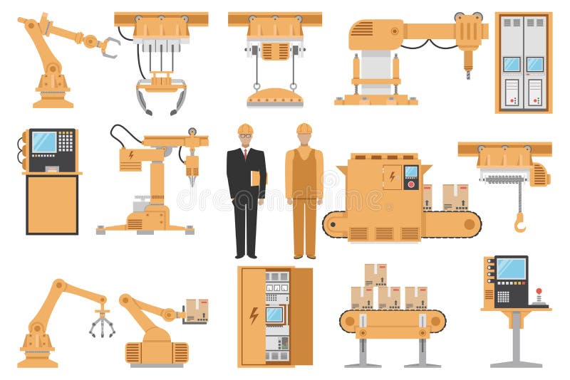 Automated Assembly Decorative Icons Set royalty free illustration