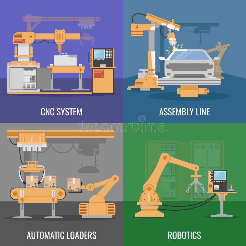 Automated Assembly Icon Set royalty free illustration Automated Assembly Icon Set royalty free illustration