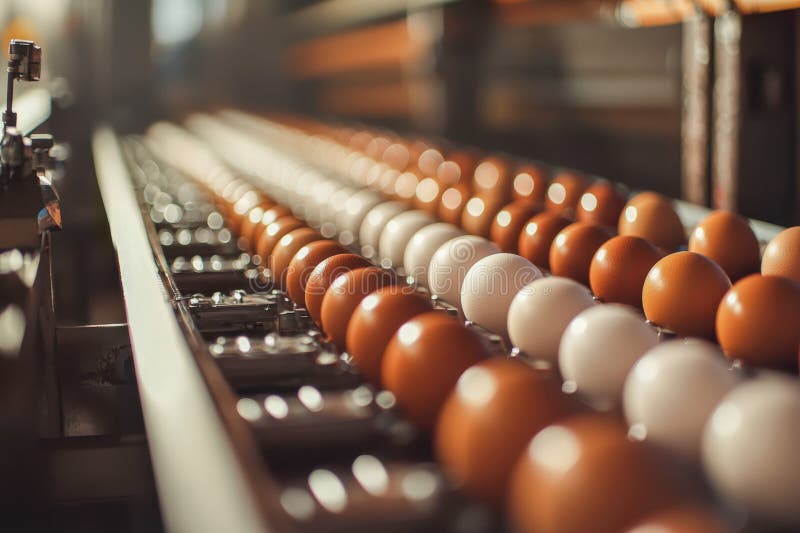 Automated Brown and White Egg Sorting System in a Modern Processing Plant royalty free illustration