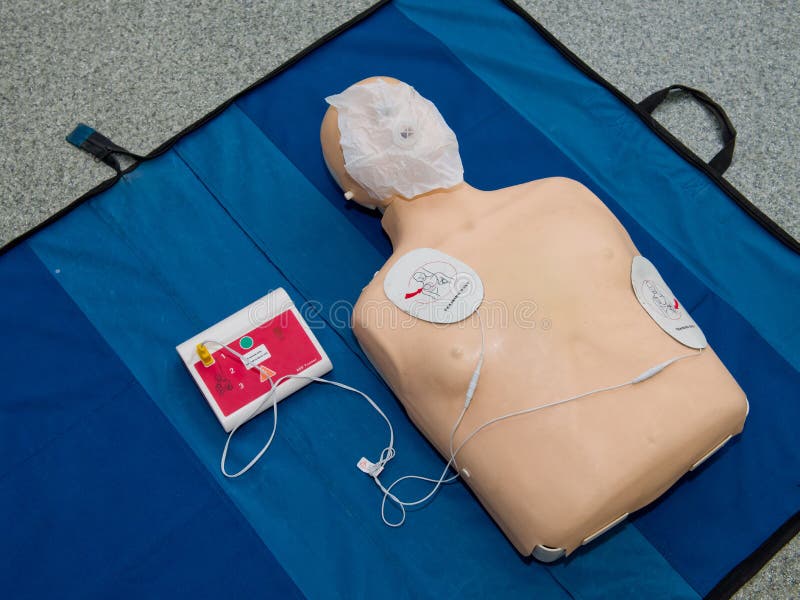 Defibrillation Training. First Aid. CPR. Stock Photo Image of health