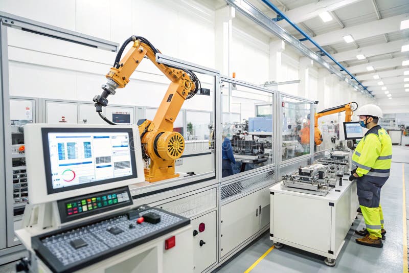 Automated Manufacturing: Computer-Controlled Production Process royalty free illustration