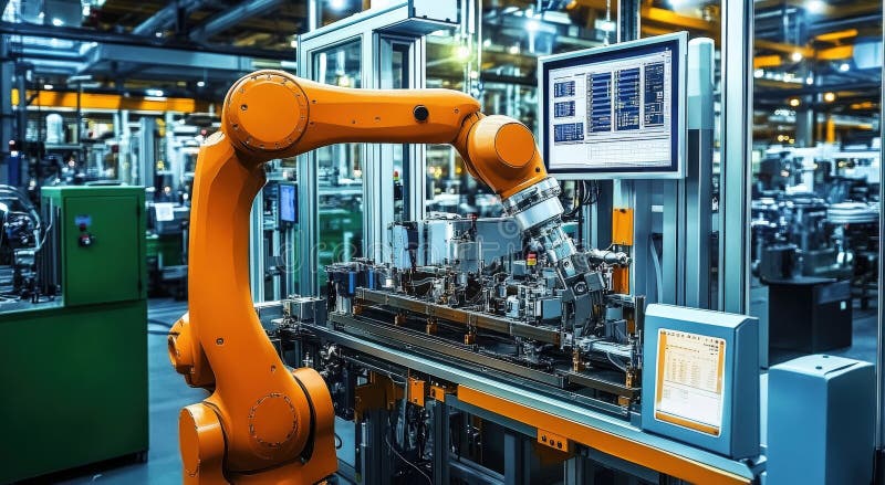 Automated Manufacturing Process in a Factory royalty free illustration