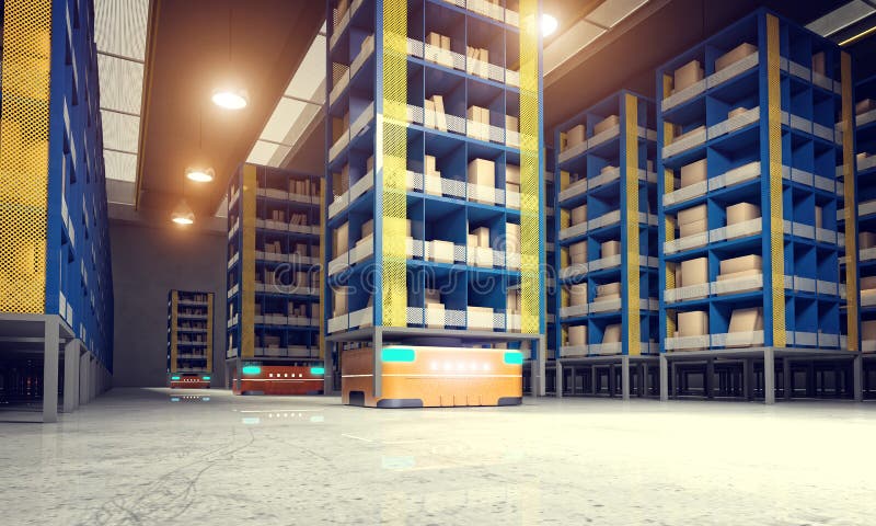 Automated modern warehouse stock illustration