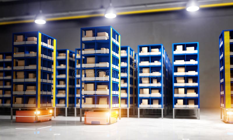 Automated modern warehouse stock illustration