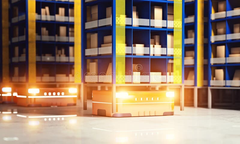 Automated modern warehouse stock illustration