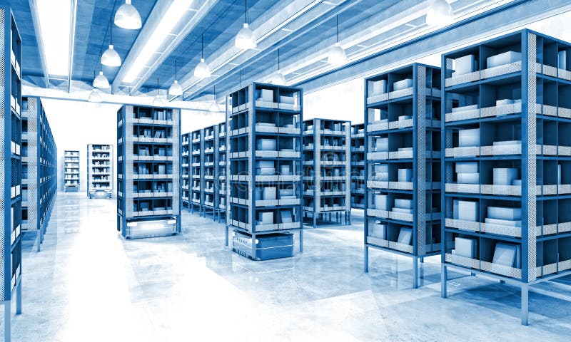 Automated modern warehouse stock illustration