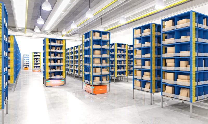 Automated modern warehouse stock illustration