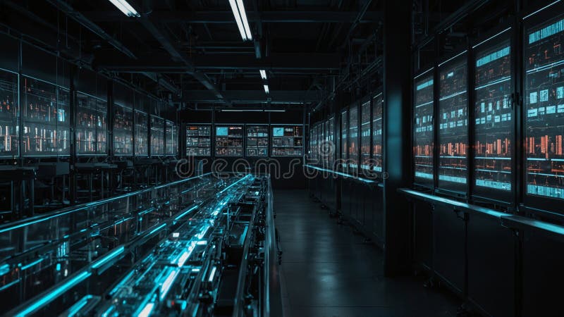 O linie de producție automatizată bazată pe învățarea continuă și automată stock illustration