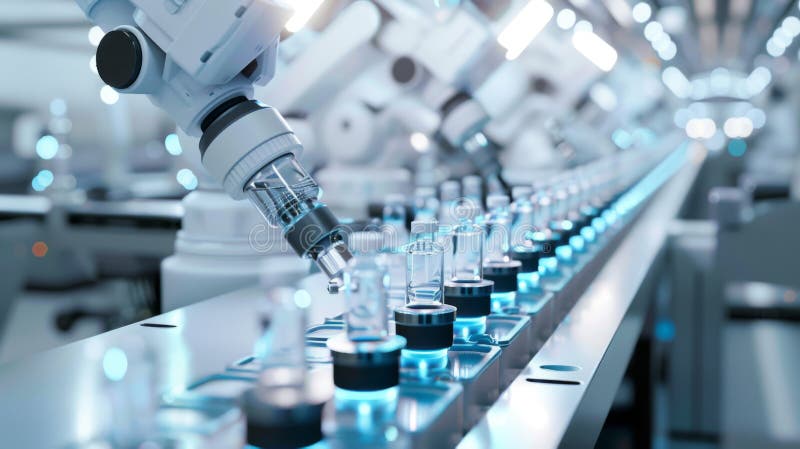 Automated Robotic Laboratory System. IA generat stock image