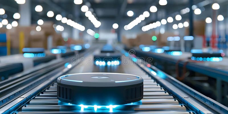 Automated Technology Enhances Parcel Sorting Efficiency in Robotic Distribution Center. Concept royalty free illustration