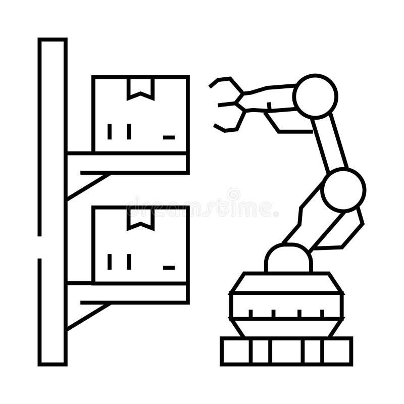 Automated warehouse autonomous delivery line icon vector illustration stock illustration